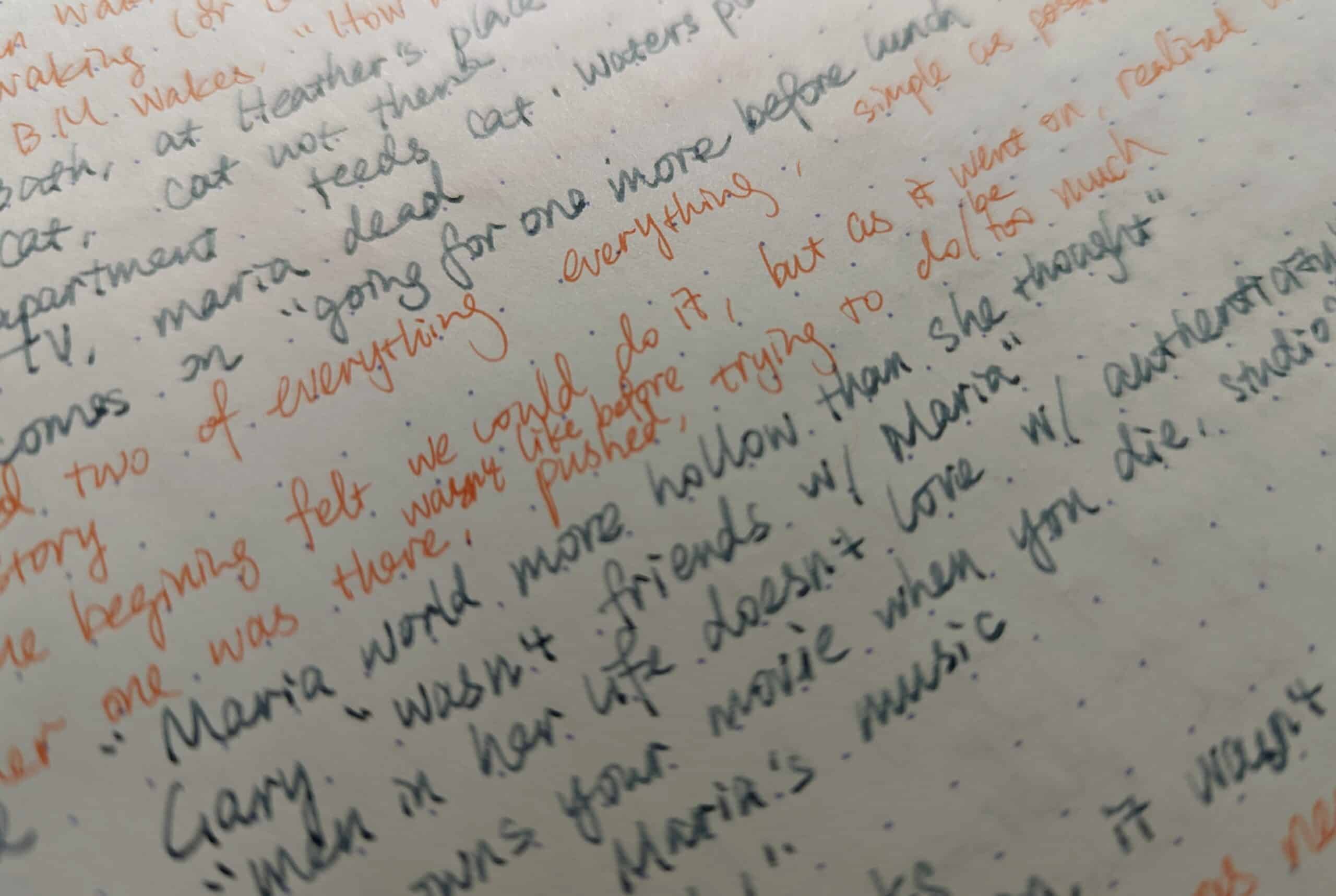 Page full of English writing